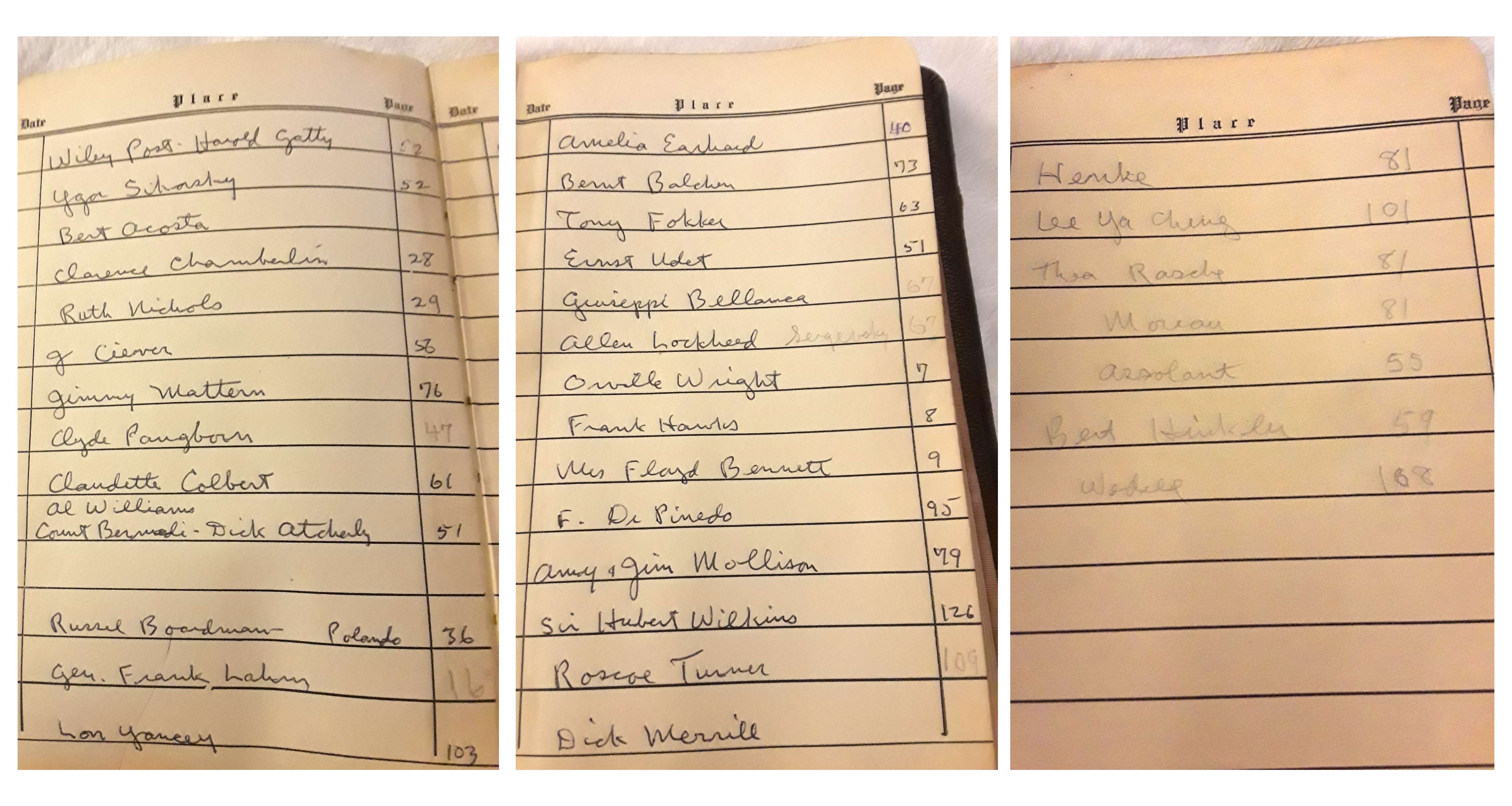 Handwritten index pages