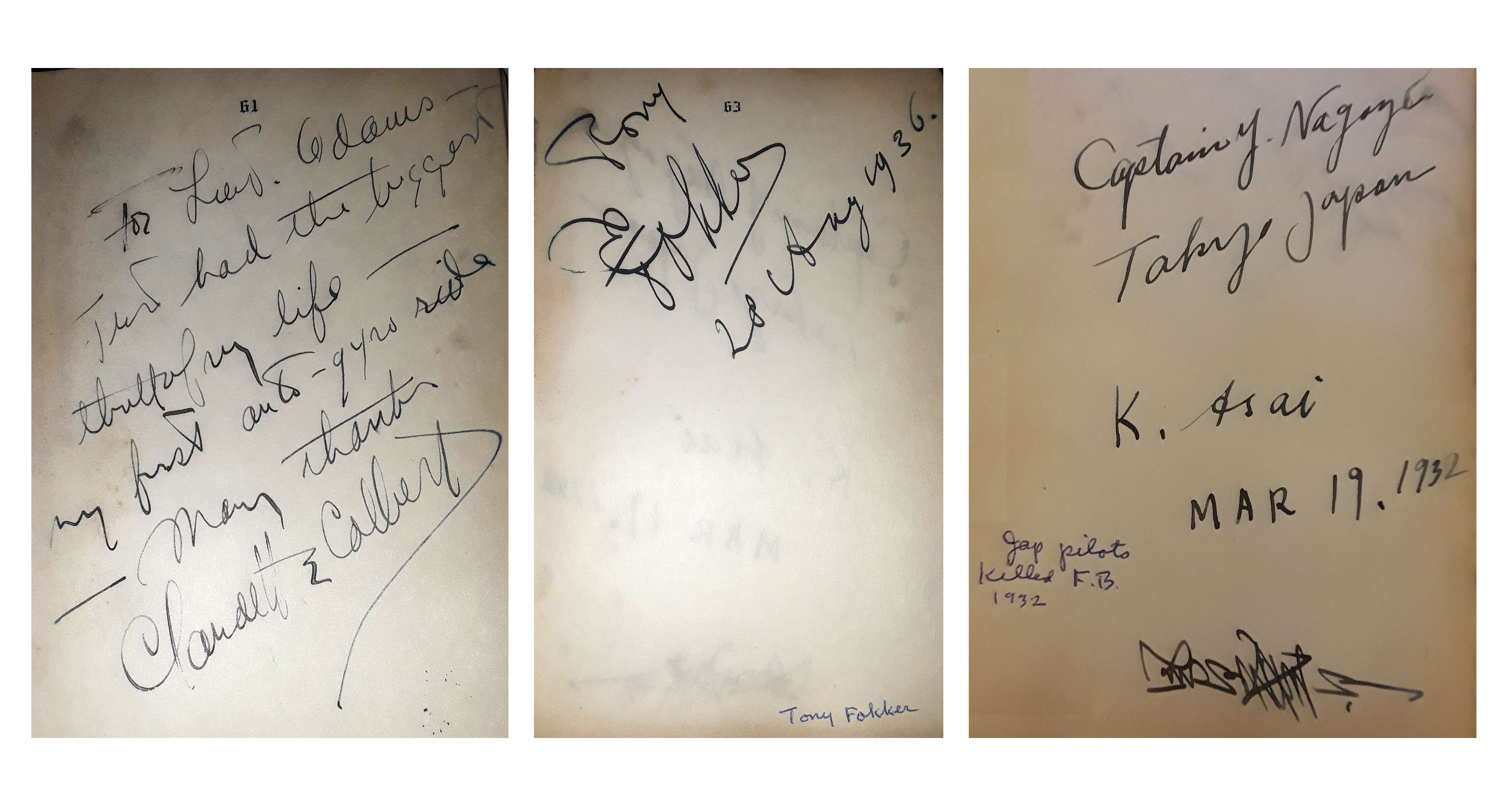 Claudette Colbert, Tony Fokker, Japanese pilots